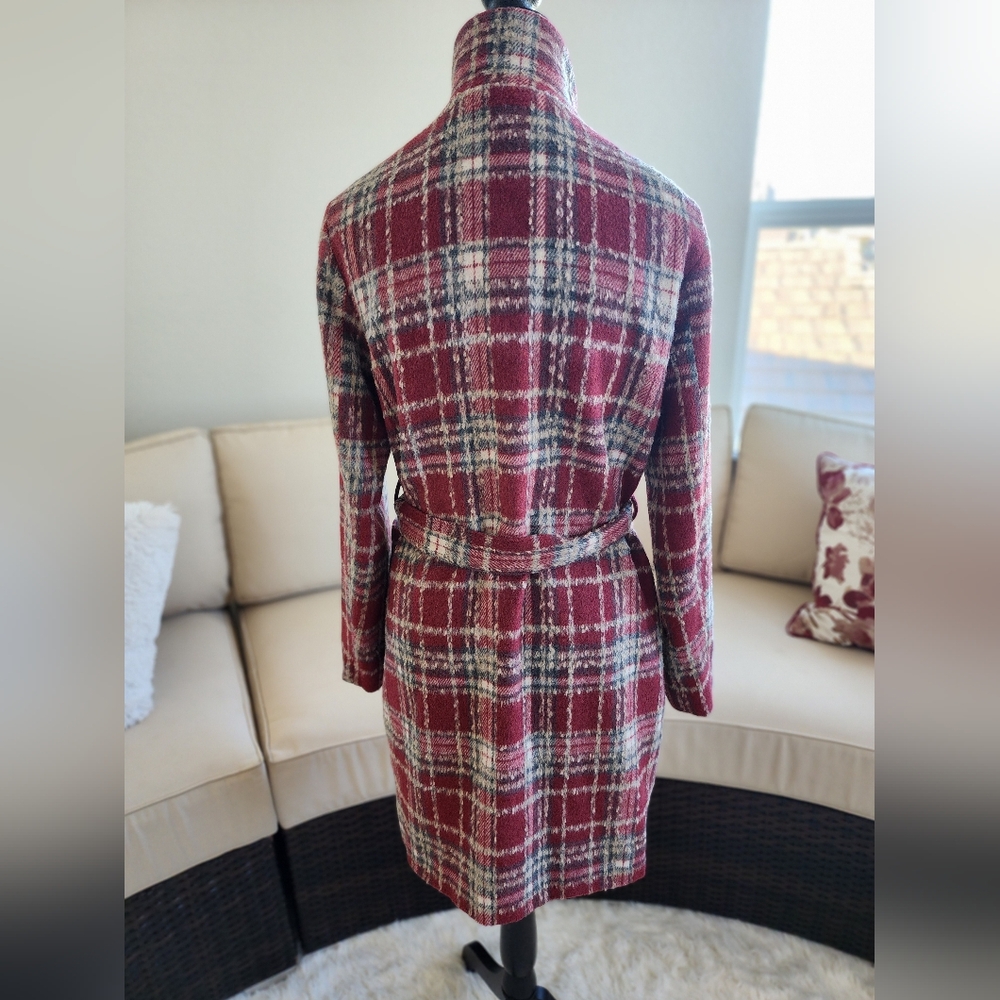 Potters Pot Red Flannel Pattern Wool Blend Coat S… - image 4